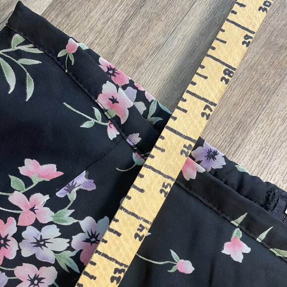 Vintage JR Bentley Black Floral Midi Skirt Size Large - Picture 6 of 6